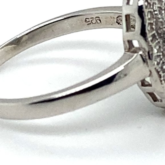 Blue Opal .74ct Platinum Finish Solid 925 Sterling Silver Ring - Picture 6 of 8